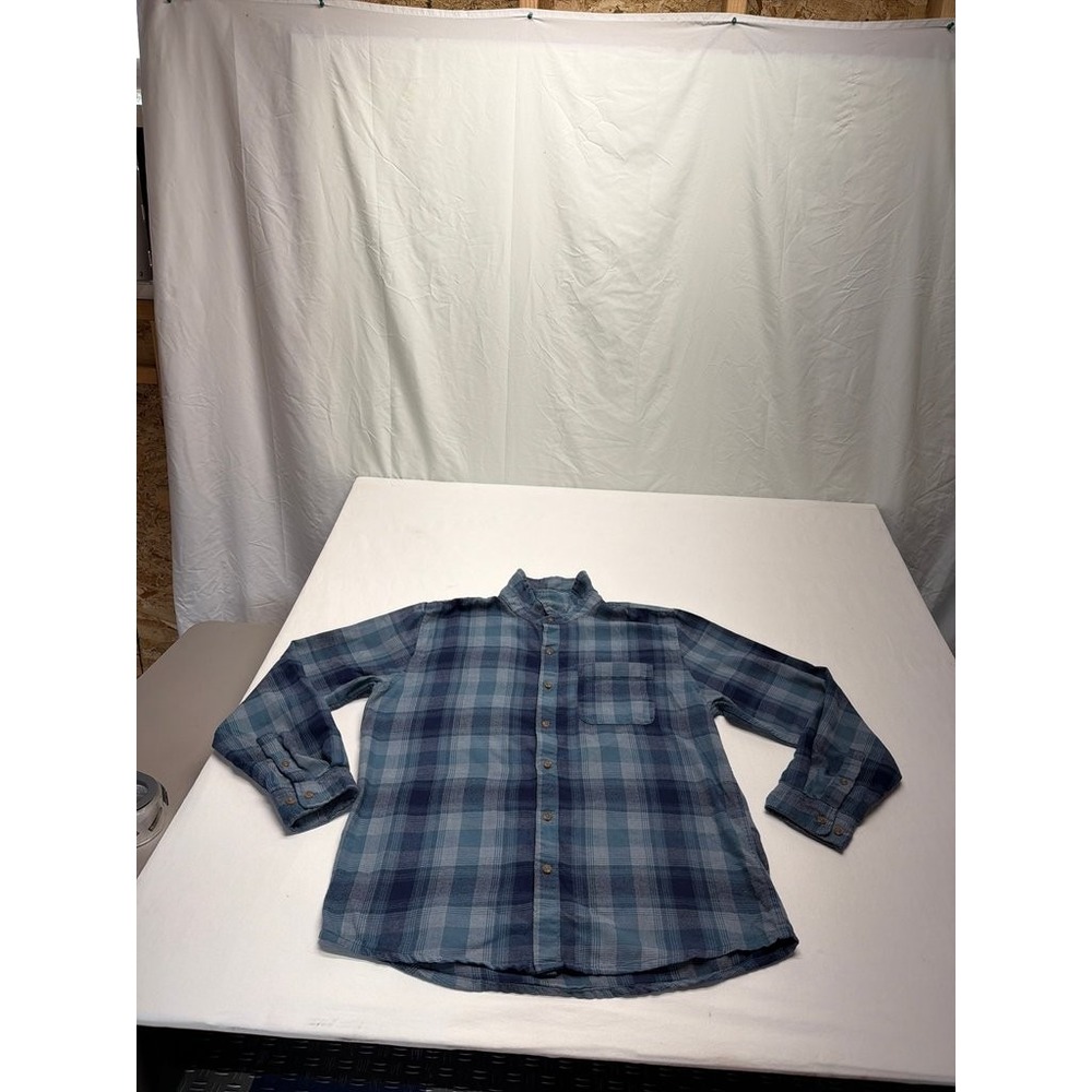 Marmot Mountain Works Men Blue Plaid Button Up Flannel Shirt Large